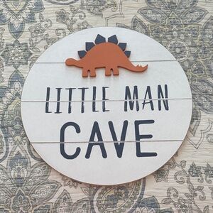 Hobby Lobby Little Man Cave Dinosaur Wall Art - Orange and Black